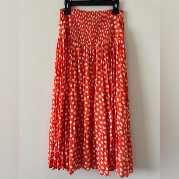 ANTHROPOLOGIE Orange Daisie Midi Skirt & Tank Top Set Size S - Picture 7 of 12